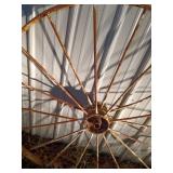 Pair of Large Antique Metal Wagon Wheels with Spokes