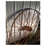 Pair of Large Antique Metal Wagon Wheels with Spokes