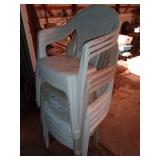 Set of 6 Stackable Plastic Outdoor Patio Chairs