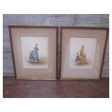 (LRB) 2 Framed Vintage Colored Lith...