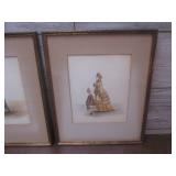 (LRB) 2 Framed Vintage Colored Lith...