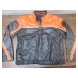 (K) Black and Orange Leather Jacket...