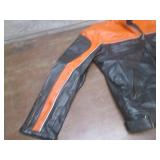 (K) Black and Orange Leather Jacket...