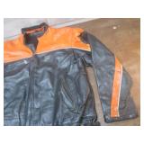 (K) Black and Orange Leather Jacket...