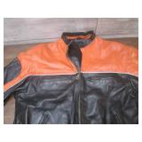 (K) Black and Orange Leather Jacket...