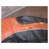 (K) Black and Orange Leather Jacket...