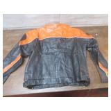(K) Black and Orange Leather Jacket...