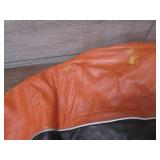 (K) Black and Orange Leather Jacket...