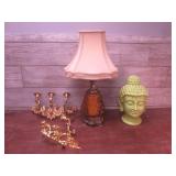 (K) Vintage Lamp, Buddha Head Figur...