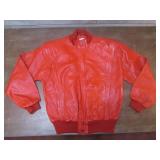 (K) Red Leather Jacket Size 40...