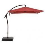 Hampton Bay 8 ft. Square Aluminum and Steel Cantilever Offset Outdoor Patio Umbrella in Chili Red Customer Returns See Pictures