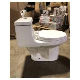 Glacier Bay One-Piece 1.1 GPF/1.6 GPF Dual Flush Elongated Toilet in White Seat IncludedCustomer Returns See Pictures