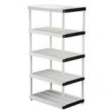 Lot of HDX 5-Tier Easy Assembly Multi-purpose Plastic Garage Storage Shelving Unit in Gray (36 in. W x 72 in. H x 24 in. D) Customer Returns See Pictures
