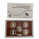 2019 America the Beautiful Coin Set in Gem Proof condition with S Mint coins and a certificate of authenticity.