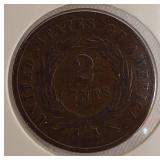 1870 Civil War Era Two-Cent Coin in Nice Condition for Being 155 Years Old