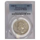 1950 D Ben Franklin Half Dollar Coin in PCGS Holder