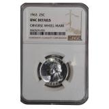 1963 Silver Quarter from NGC - Beautifully Mint Condition!