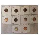 Wheat pennies! Perfect addition to your collection, featuring various years and mints.