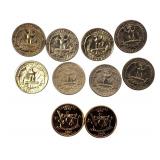 This lot is in A/U condition and includes 1958 Lincoln pennies, early 1960s quarters, and 1979-S Susan B. Anthony dollars.