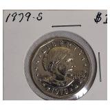 This lot is in A/U condition and includes 1958 Lincoln pennies, early 1960s quarters, and 1979-S Susan B. Anthony dollars.