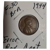 1944 Wheat Penny F-30 Brown Error: Reverse Cent