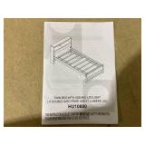 Twin Size Bed Frame with Storage Headboard and Charging Station Gray