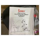 Sunny Health & Fitness Smart Magnetic Resistance Dual Action Recumbent Elliptical Trainer with Bluetooth