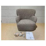 Costway Sherpa Kids Sofa Comfy Toddler Armchair with Solid Rubber Wood Legs, Brown