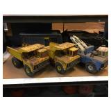 3 Vintage Large Tonka Dump Trucks - Wrecker