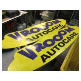2 Pc VROOM-AUTOCARE Metal Signs 90" x 21 1/2"