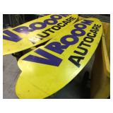 2 Pc VROOM-AUTOCARE Metal Signs 90" x 21 1/2"