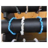 18 New Stone Chip Bracelets on 3-Tier Display Stand