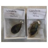 5 Labradorite Pendants Set in .925 Sterling Silver