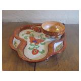 vintage, hand-painted ceramic serving dish