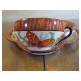 vintage, hand-painted ceramic serving dish