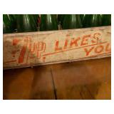 7-up bottles and crate