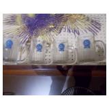 Harley beer cans a Pabst blue ribbon glass beer glasses