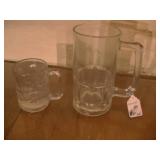 2 glass beer mugs