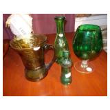 Four green glassware