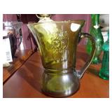 Four green glassware