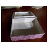 Water pitcher, small covered box and a flower planter