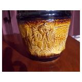 Bowl and pitcher set, liquor bottle, vintage tea pot