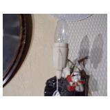 This is a vintage ceramic train table lamp.