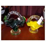 These are a pair of vintage Murano-style handblown art glass baskets