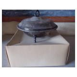 Silver casserole dish with glass insert