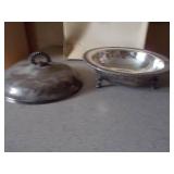 Silver casserole dish with glass insert