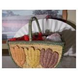 Basket with sewing items