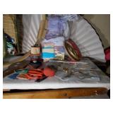 Basket with sewing items