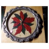 This is a Vintage 1996 WM Rogers & Son Silver Plated Poinsettia Glass Tray.