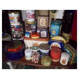 collection of vintage advertising tins